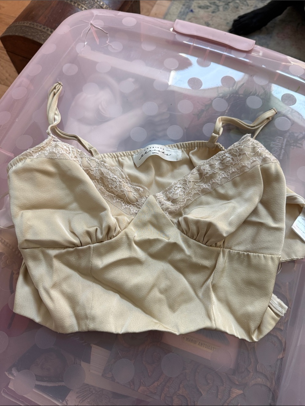 American Threads Cream Lace-Trim Bandeau Bralette